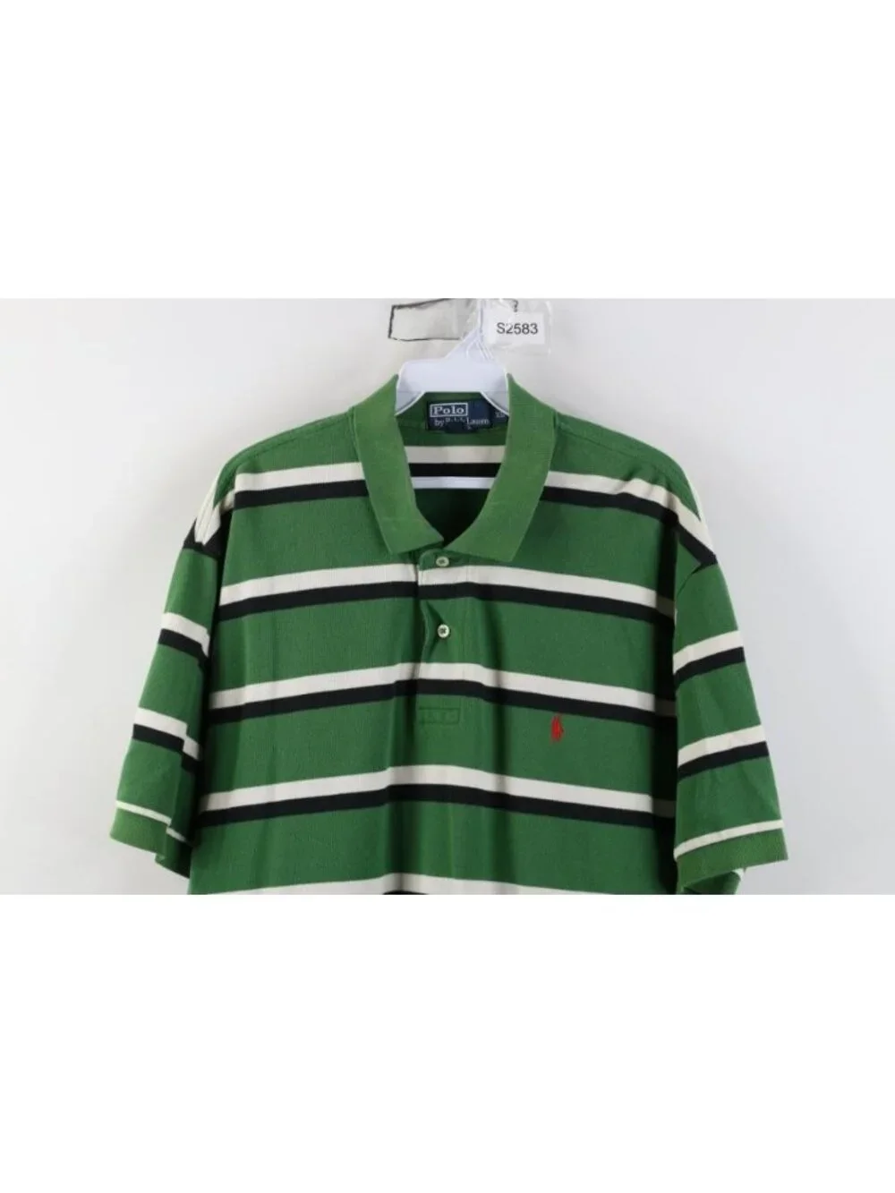 Vintage 90s Ralph Lauren Mens XL Faded Striped Collared Golf Polo Shirt Green